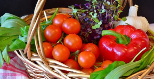 Grow your own vegetables and salad UK - The Tonic article - image shows basket of freshly picked salad items